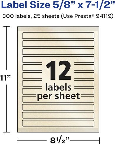 Avery Pearlized Ivory Rectangle Labels with Sure Feed Technology, Print-to-The-Edge, 5/8" x 7-1/2", 300 Pearlized Ivory Labels, Laser/Inkjet Printable Labels in Saudi Arabia