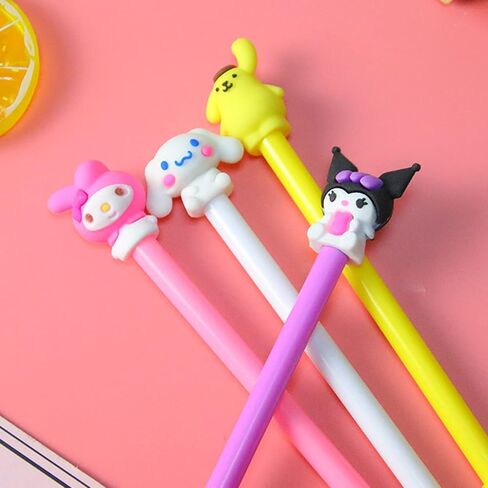 4 قطع من اقلام جل كاواي من اديوكاتجيم، قلم حبر اسود 0.5 ملم، لوازم المكتب والمدرسة هدايا للاولاد والبنات in Kuwait