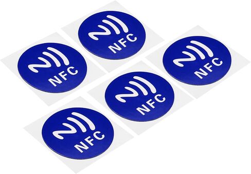 ملصقات PATIKIL NFC، 5 عبوات ملصقات علامات NTAG213 144 بايت ذاكرة قابلة للبرمجة بالكامل دائرية فارغة 30 مم/1.2 بوصة علامات NFC للهاتف، جهاز يدعم NFC، أزرق in Kuwait