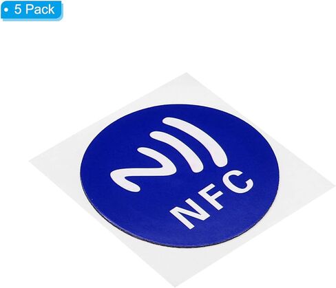 ملصقات PATIKIL NFC، 5 عبوات ملصقات علامات NTAG213 144 بايت ذاكرة قابلة للبرمجة بالكامل دائرية فارغة 30 مم/1.2 بوصة علامات NFC للهاتف، جهاز يدعم NFC، أزرق in Kuwait