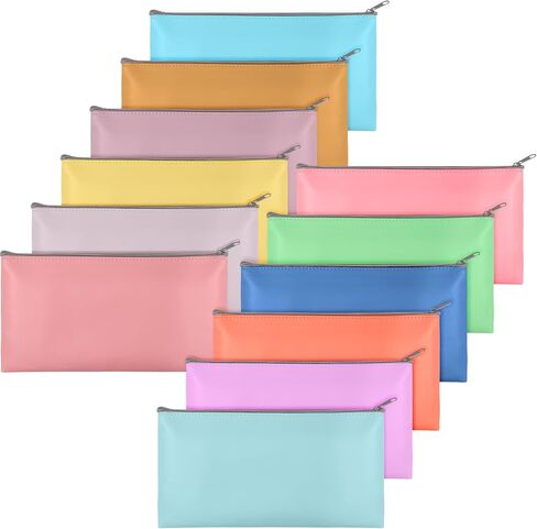 Sweetude 12 Pcs Bank Deposit Money Bags with Zipper for Cash, Colorful Security Leatherette Money Pouch Bank Register Bags 11 x 6 Inches Wallet Pouches for Money Coins Invoice, 12 Assorted Colors in Saudi Arabia