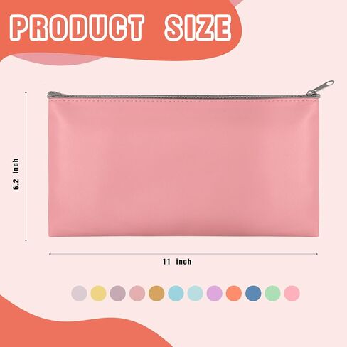 Sweetude 12 Pcs Bank Deposit Money Bags with Zipper for Cash, Colorful Security Leatherette Money Pouch Bank Register Bags 11 x 6 Inches Wallet Pouches for Money Coins Invoice, 12 Assorted Colors in Saudi Arabia