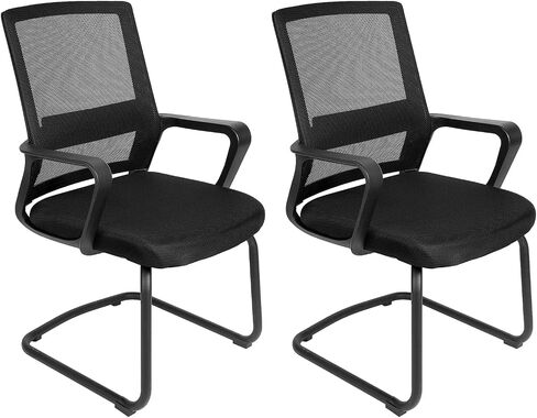 YSSOA Task Office Guest Chair with Lumbar Support and Mid Back Mesh Space Air Grid Series for Reception Conference Room, Stationary, Black (2 Pack) in Saudi Arabia