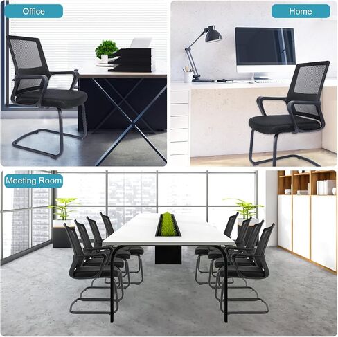 YSSOA Task Office Guest Chair with Lumbar Support and Mid Back Mesh Space Air Grid Series for Reception Conference Room, Stationary, Black (2 Pack) in Saudi Arabia