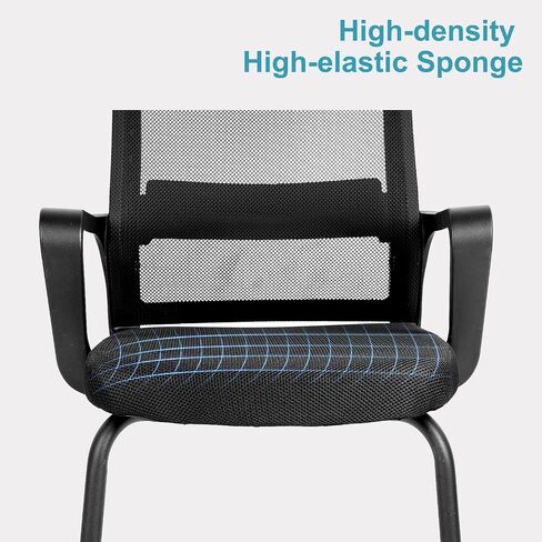 YSSOA Task Office Guest Chair with Lumbar Support and Mid Back Mesh Space Air Grid Series for Reception Conference Room, Stationary, Black (2 Pack) in Saudi Arabia