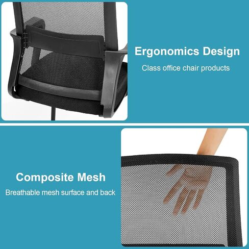 YSSOA Task Office Guest Chair with Lumbar Support and Mid Back Mesh Space Air Grid Series for Reception Conference Room, Stationary, Black (2 Pack) in Saudi Arabia