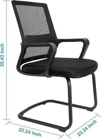 YSSOA Task Office Guest Chair with Lumbar Support and Mid Back Mesh Space Air Grid Series for Reception Conference Room, Stationary, Black (2 Pack) in Saudi Arabia