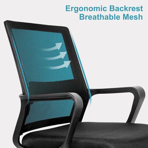 YSSOA Task Office Guest Chair with Lumbar Support and Mid Back Mesh Space Air Grid Series for Reception Conference Room, Stationary, Black (2 Pack) in Saudi Arabia