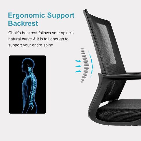 YSSOA Task Office Guest Chair with Lumbar Support and Mid Back Mesh Space Air Grid Series for Reception Conference Room, Stationary, Black (2 Pack) in Saudi Arabia