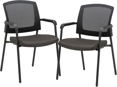 CLATINA New Classic Reception Guest Chair with Mesh Back and Armrests, Ergonomic Stacking chair with Thickened Seat Cushion for Office Conference Waiting Room, Black (1 Pack) in Saudi Arabia