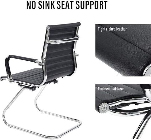 DM Furniture No Wheels Reception Chairs Guest Chair Leather Conference Chairs Back Support Heavy Duty Office Chair, Set of 2 (Deep Red) in Saudi Arabia