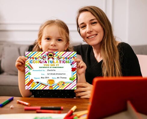 شهادة جوائز SICOHOME 30 قطعة للأطفال مقاس 8 × 10 بوصة لرياض الأطفال في مرحلة ما قبل المدرسة شهادة الإنجاز والتقدير للطلاب والمعلمين لوازم الفصول الدراسية المدرسية in Kuwait