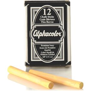 Quartet Alpha Chalk, 3/8" Diameter, Golden Ivory, 12 Sticks per Pack (334003)