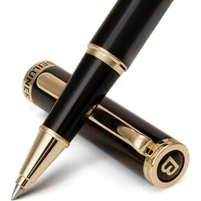 BEILUNER Luxury Rollerball Pen, Stunning Silver Chrome with 24K Gold Finish,Noble and Elegant Designs,Schneider Ink Refill, Best Gift Pen for Men & Women, Professional, Executive Office, Fancy Pens
