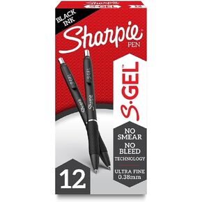 Sharpie S-Gel, Gel Pens, Ultra Fine Point (0.38mm), Black, 4 Count