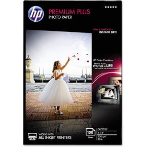 HP Premium Plus Photo Paper - Glossy - Smudge proof, water resistant, and quick drying - Inkjet technology - 4" x 6" sheet size - 11.5 mm thickness in Saudi Arabia