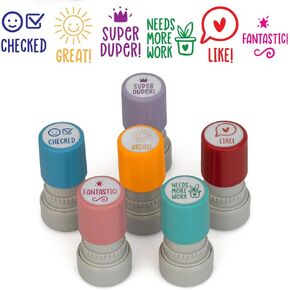 Stamp Joy - مجموعة 6 طوابع فلاش ذاتية الحبر، طوابع مدرس متعددة الألوان، طوابع قرطاسية مكتبية، محفورة مسبقًا (مجموعة التحفيز) in Saudi Arabia