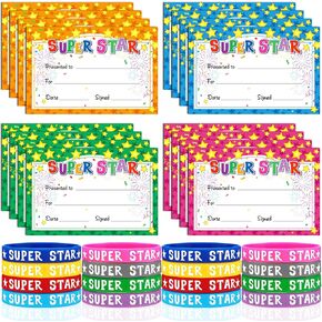 Junkin 32 قطعة Marquee You're a Star Award شهادة نجمة الطالب الأساور عيد ميلاد نجمة شهادات الطلاب جوائز شهادات الاعتراف المدرسية للطلاب الأطفال الفصول الدراسية (نمط النجمة)