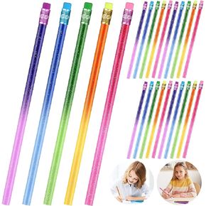 Zonon Color Changing Mood Metallic Glitter Pencil with Eraser Wooden Heat Activated Color Changing Pencils Thermochromic for Prizes Birthday Gift Party Favors(15 Pieces)