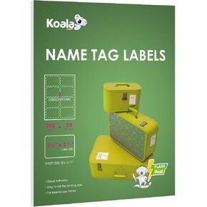 Koala Printable Name Tag Labels for Laser and Inkjet Printers, 200 Name Tag Stickers for Custom Name Badges - 8 Labels per Sheet, 3 3/8" x 2 1/3", 25 Sheets in Saudi Arabia