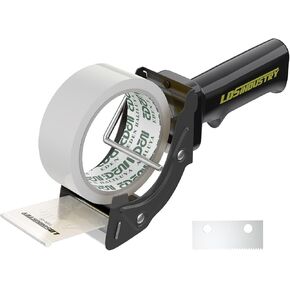 مسدس توزيع شريط سريع الاستبدال من LDS مع لفة شريط مقاس 2 بوصة × 60 ياردة (شفافة) وشفرة إضافية، قاطع شريط خفيف الوزن مريح وشديد التحمل للتغليف وختم الصندوق باللون الأسود in Kuwait