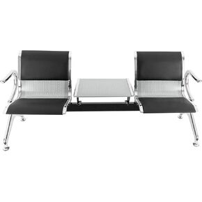 2-Seat Reception Chair Office Bench PU& Steel Waiting Room Guest Chair Office Airport Bank Garden Salon Barber Hospital Bench,Max.330LBS/each