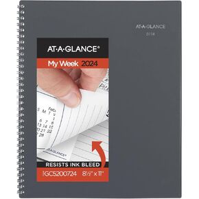 AT-A-GLANCE 2023 مخطط أسبوعي وشهري، DayMinder، 5 بوصة × 8 بوصة، صغير، حلزوني، علامات تبويب شهرية، رمادي (GC20007) in Saudi Arabia