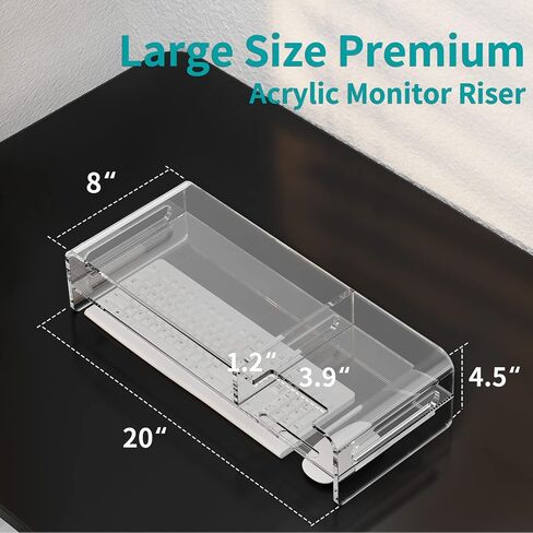 Zimilar Acrylic Monitor Stand Riser, 16-inch 2-Tier Clear Acrylic Monitor Riser for Home Office Acrylic Monitor Stand Riser, 20-inch 2-Tier Clear Acrylic Monitor Riser for Home Office+ in Kuwait
