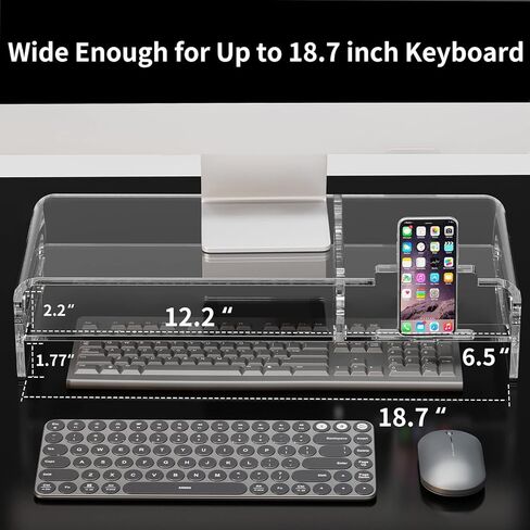 Zimilar Acrylic Monitor Stand Riser, 16-inch 2-Tier Clear Acrylic Monitor Riser for Home Office Acrylic Monitor Stand Riser, 20-inch 2-Tier Clear Acrylic Monitor Riser for Home Office+ in Kuwait