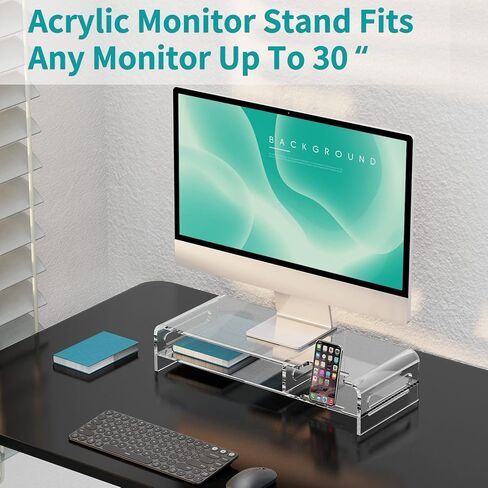 Zimilar Acrylic Monitor Stand Riser, 16-inch 2-Tier Clear Acrylic Monitor Riser for Home Office Acrylic Monitor Stand Riser, 20-inch 2-Tier Clear Acrylic Monitor Riser for Home Office+ in Kuwait