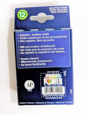 Prang Hygieia Chalk, 3.25 x 0.375 Inch Chalk Sticks, 12 Count, Assorted Colors (8 Pack) in Saudi Arabia