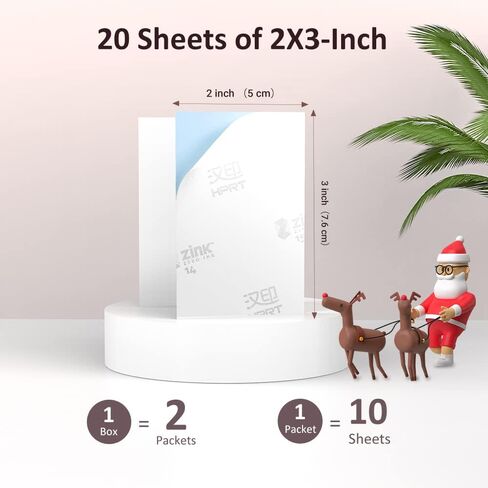 ورق صور iDPRT Zink مقاس 2 × 3 بوصة (20 ورقة)، متوافق مع جميع طابعات الصور زينك، ورق أبيض ملصق in Kuwait