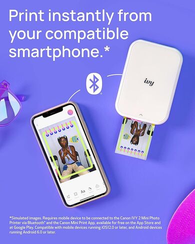 Canon Ivy 2 Mini Photo Printer, Pure White & Zink™ Sticky Back Photo Paper Pack (100 Sheets) & Ivy Zink Pre-Cut Circle Sticker Paper, 20 Sheets in Saudi Arabia