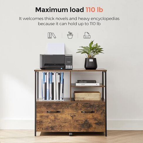 خزانة ملفات جانبية VASAGLE، بني ريفي + مكتب كمبيوتر أسود وعلى شكل حرف L، مكتب زاوية مقاس 58 بوصة للدراسة، محطة عمل للكتابة في المكاتب المنزلية، طاولة ألعاب، موفرة للمساحة، بني ريفي وأسود ULWD73X in Kuwait