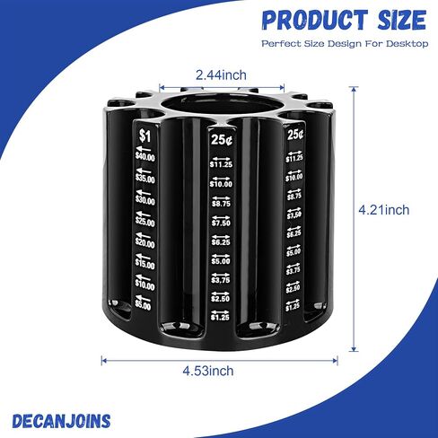 DECANJOINS فارز العملات المعدنية القابل للتدوير مع حامل القلم، آلة عداد العملات المعدنية، منظم المكتب، حصالة للكبار والأطفال، هدايا إبداعية للأطفال والعائلة in Saudi Arabia