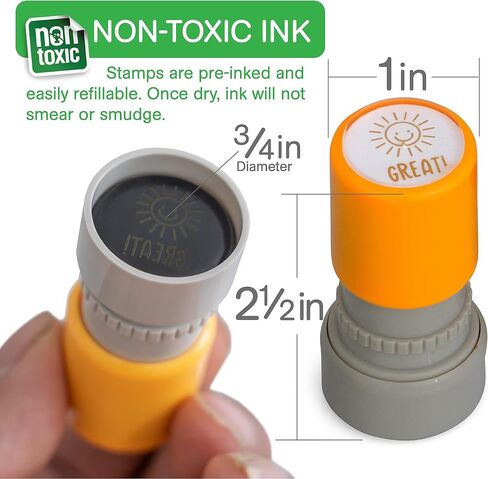 Stamp Joy - 6 Self-Ink Flash Stamp Set, Multicolor Teacher Stamps, Office Stationery Stamps, Pre-Inked, Refillable Stamps (Motivation Set) in Saudi Arabia