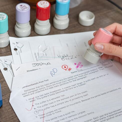 Stamp Joy - 6 Self-Ink Flash Stamp Set, Multicolor Teacher Stamps, Office Stationery Stamps, Pre-Inked, Refillable Stamps (Motivation Set) in Saudi Arabia