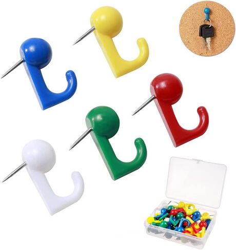 Duoduole 50 جهاز كمبيوتر شخصي ملون دفع دبوس السنانير البلاستيك رؤساء الفلين مجلس السنانير الزخرفية دبوس المسامير جدار الإبهام المسامير هوك للصور جدار لوحة الإعلانات جدار المنزل المنزل مكتب اللوازم المدرسية in Kuwait