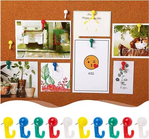 Duoduole 50 جهاز كمبيوتر شخصي ملون دفع دبوس السنانير البلاستيك رؤساء الفلين مجلس السنانير الزخرفية دبوس المسامير جدار الإبهام المسامير هوك للصور جدار لوحة الإعلانات جدار المنزل المنزل مكتب اللوازم المدرسية in Kuwait