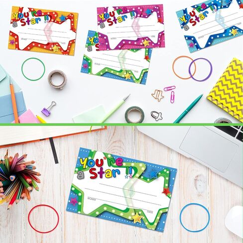 Junkin 32 Pcs Star Student Certificate Award Wristband Happy Birthday Certificate Recognition Award Gifts Congrats Star of The Week Month Award for Back to School Classroom(Birthday) in Kuwait