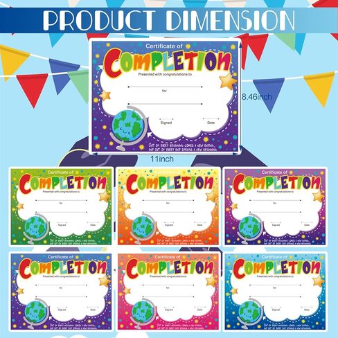 كولار 36 شهادة إتمام ملونة، شهادات إنجاز دبلوم تخرج للاطفال، شهادات تخرج مدرسية، شهادات شهادات تخرج للطلاب in Kuwait