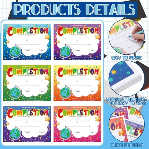 كولار 36 شهادة إتمام ملونة، شهادات إنجاز دبلوم تخرج للاطفال، شهادات تخرج مدرسية، شهادات شهادات تخرج للطلاب in Kuwait