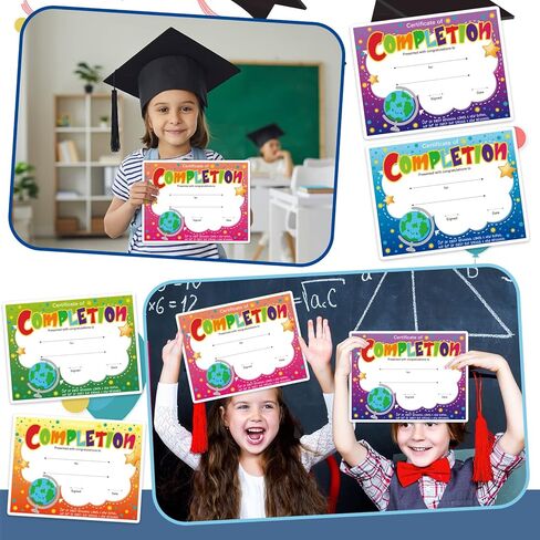 كولار 36 شهادة إتمام ملونة، شهادات إنجاز دبلوم تخرج للاطفال، شهادات تخرج مدرسية، شهادات شهادات تخرج للطلاب in Kuwait