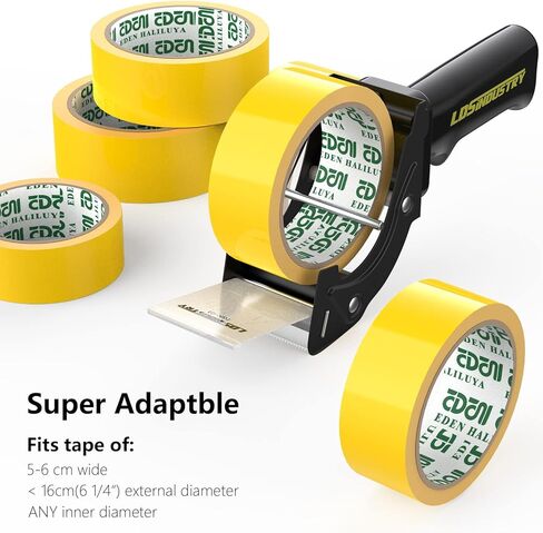 مسدس توزيع شريط سريع الاستبدال من LDS مع لفة شريط مقاس 2 بوصة × 60 ياردة (شفافة) وشفرة إضافية، قاطع شريط خفيف الوزن مريح وشديد التحمل للتغليف وختم الصندوق باللون الأسود in Kuwait