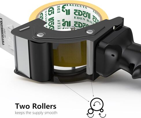 مسدس توزيع شريط سريع الاستبدال من LDS مع لفة شريط مقاس 2 بوصة × 60 ياردة (شفافة) وشفرة إضافية، قاطع شريط خفيف الوزن مريح وشديد التحمل للتغليف وختم الصندوق باللون الأسود in Kuwait