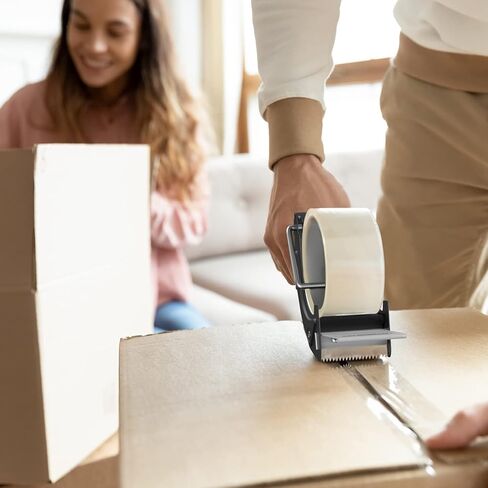 مسدس توزيع شريط سريع الاستبدال من LDS مع لفة شريط مقاس 2 بوصة × 60 ياردة (شفافة) وشفرة إضافية، قاطع شريط خفيف الوزن مريح وشديد التحمل للتغليف وختم الصندوق باللون الأسود in Kuwait