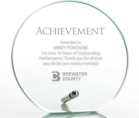 Engraved Plaque - Jade Glass - Award for Employees - Personalized Engraving Up to Three Lines and Pre-Written Verse Selection in Kuwait