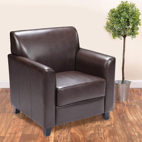 Flash Furniture Hercules Diplomat Series LeatherSoft Upholstered Side Reception Chair, Lobby Chair with Cushions and Flared Arms, Navy in Saudi Arabia