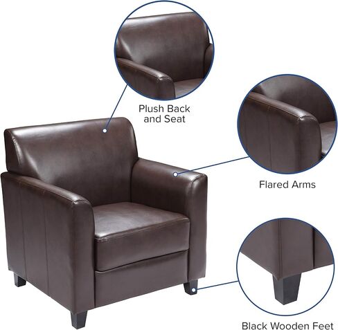 Flash Furniture Hercules Diplomat Series LeatherSoft Upholstered Side Reception Chair, Lobby Chair with Cushions and Flared Arms, Navy in Saudi Arabia