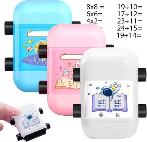 2 in 1 Math Roller Stamps 3Pcs:Addition Subtraction Multiplication Division 2 in 1 Math Roller Stamps,Smart Dual Head Math Roller Stamp for Math Problems,Math Roller Stamps for Preschool Kindergarten in Saudi Arabia